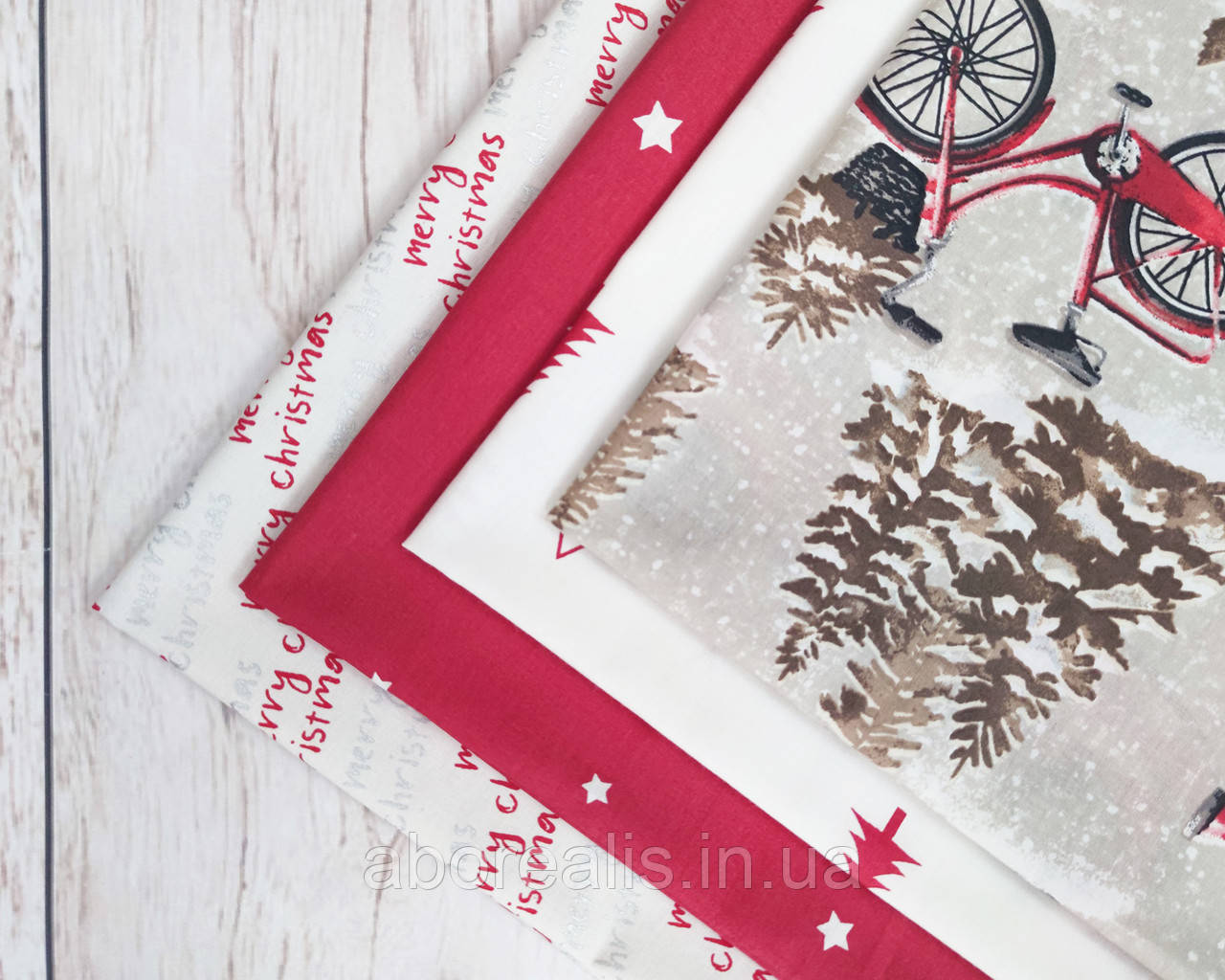 Набір тканини "Різдво" 4 шт, фото 1