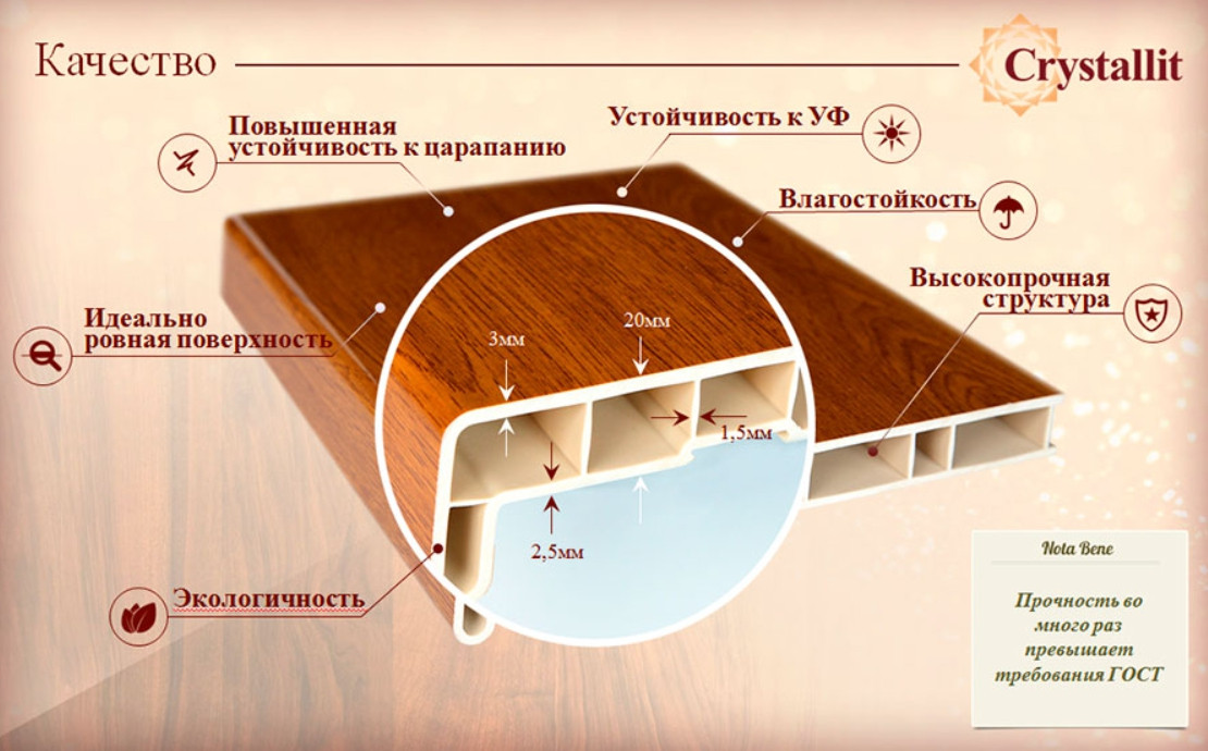 Подоконник Crystalit (Кристалит) 300 мм Оникс - фото 2 - id-p1672724704