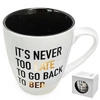 Чашка керамічна Besser "It's never too late" об'єм 550мл, біла, подарова чашка, чашка, чашка, Чашки і склянки,
