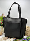 Сумка жіноча шопер на блискавиці 40*33 см штучна шкіра Nata Чорний гладкий, фото 3