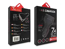 Автомобільний Зарядний пристрій із чотирма USB-портами та Швидким Заряджанням QC3,0 12 В 7,0 А USB