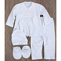 Вышитый костюм для крещения девочки белый демисезонный - кофточка, шапочкой, штанишки, пинетки, Ладан 22