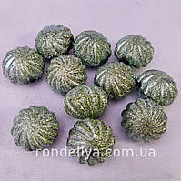 Намистина з глітером "Зифір" зелене срібло