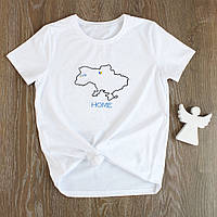 Патріотичні дитячі футболки Home з картою України дівчинці білий, 32