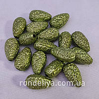 Намистина з глітером "Капля" зелена