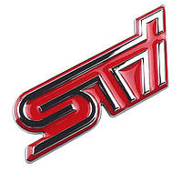 Эмблема STI на заднюю часть, Subaru (металл, красный+хром)