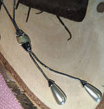 Сріблястий набір: сережки та кольє з перловими камінцями та фіанітами, фото 6