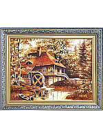 Картина з бурштину "Будиночок в лісі"