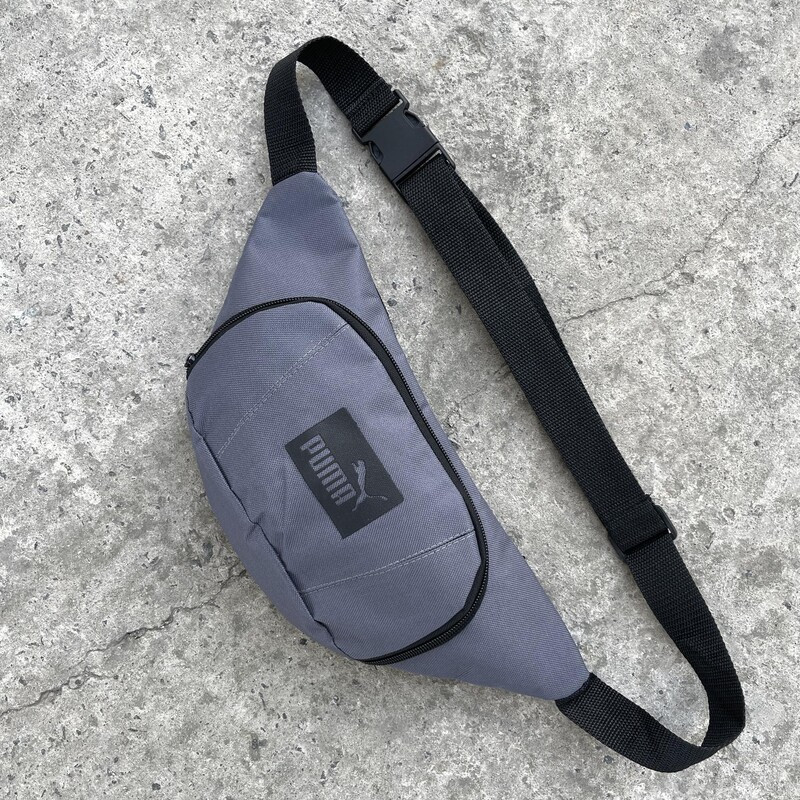 Бананка унісекс сіра через плече на два відділення, фото 1