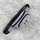 Компактна сумка на пояс сіра з чорним лого, фото 3