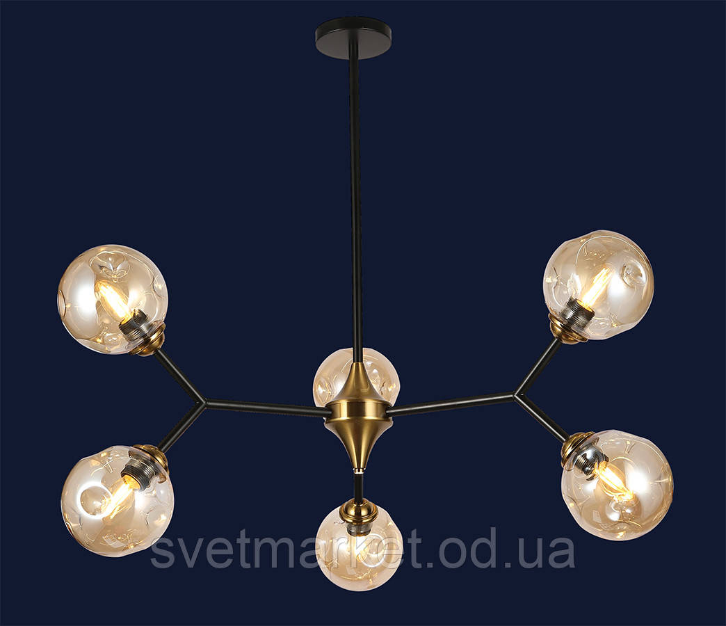 Яскрава стельова люстра 7520030-6 BK+BR