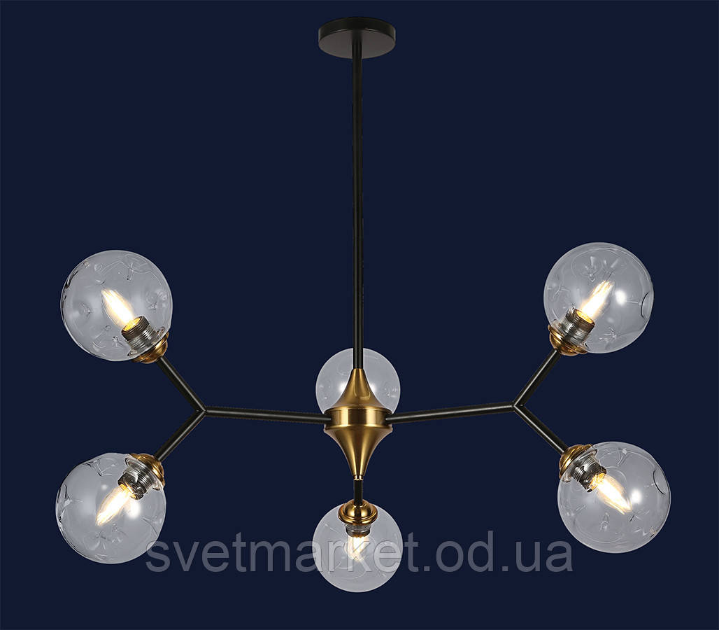 Яскрава стельова люстра 7520030-6 BK+CL