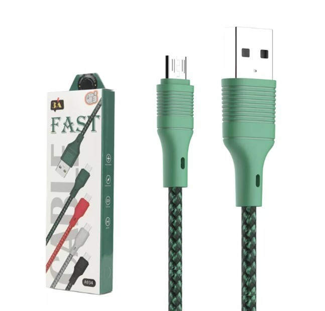Кабель USB плетений круглий A934 Micro Usb Green