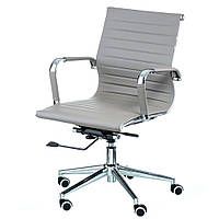 Тонкое офисное кресло с подлокотниками Solano 5 artleather серое с механизмом Deep Tilt Special4You