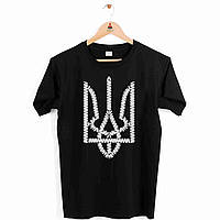 Футболка чорна з патріотичним принтом "Герб України з патронів" Push IT