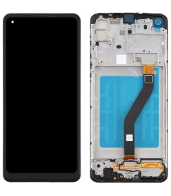 Дисплей для Samsung A215 Galaxy A21 із сенсорним склом в рамці (Чорний) OLED, фото 1