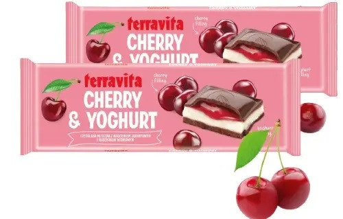 Шоколад Молочний Terravita Cherry & Yoghurt з Йогуртово-Вишневою Начинкою 235 г Польща (9 шт/1 уп)