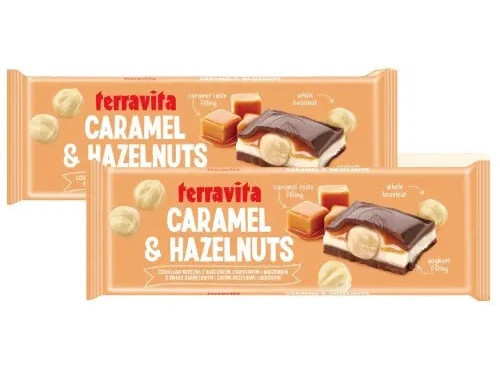 Шоколад Молочний Terravita Caramel & Hazelnuts Карамель Фундук 235 г Польща (9 шт/1 уп)