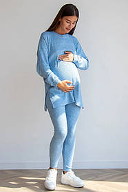 Блакитний костюм для вагітних з кофтою oversize крою та звуженими лосинами з м'якого трикотажу, 5473151-4-Г