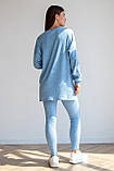 Блакитний костюм для вагітних з кофтою oversize крою та звуженими лосинами з м'якого трикотажу, 5473151-4-Г, фото 6