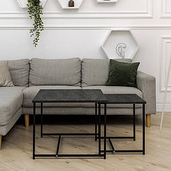 Журнальний столик Квадро набір з 2 шт. чорний – вугільний камінь