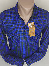 Чоловіча сорочка фліс Ao Long Com vd-0004 синя картата з довгим рукавом тепла, на зиму XL, фото 3