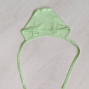 Чепчик теплий для малюка (горошок, пастельний зелений)