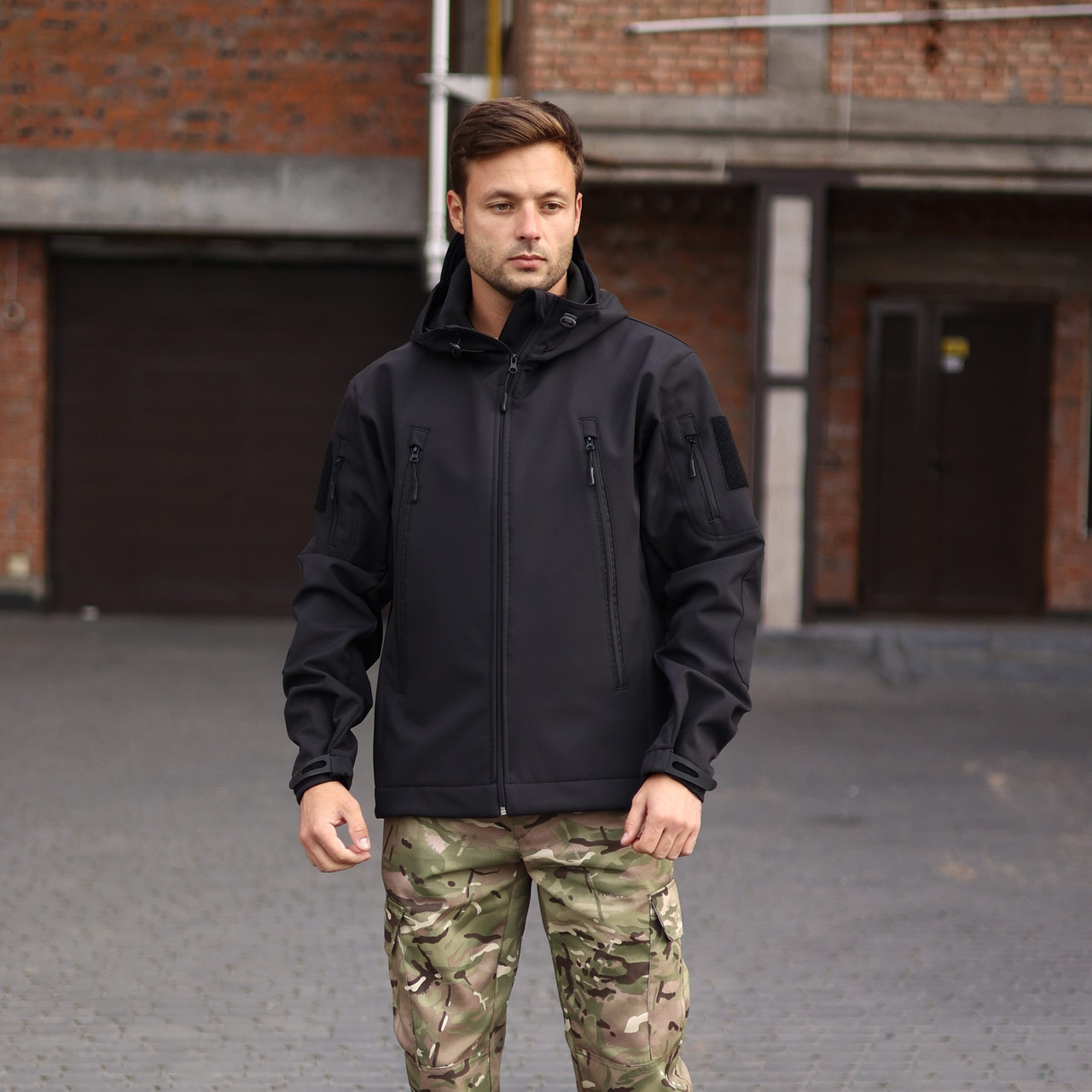 Військова тактична куртка Soft Shell Grifon чорна, фото 1
