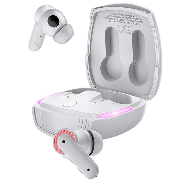 Бездротові навушники ігрові з мікрофоном LED підсвічування HOCO EW13 Сірий