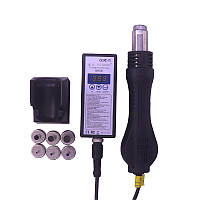 Термофен паяльний Pigong 8858, 6 насадок, підставка, гарячоповітряний фен для пайки