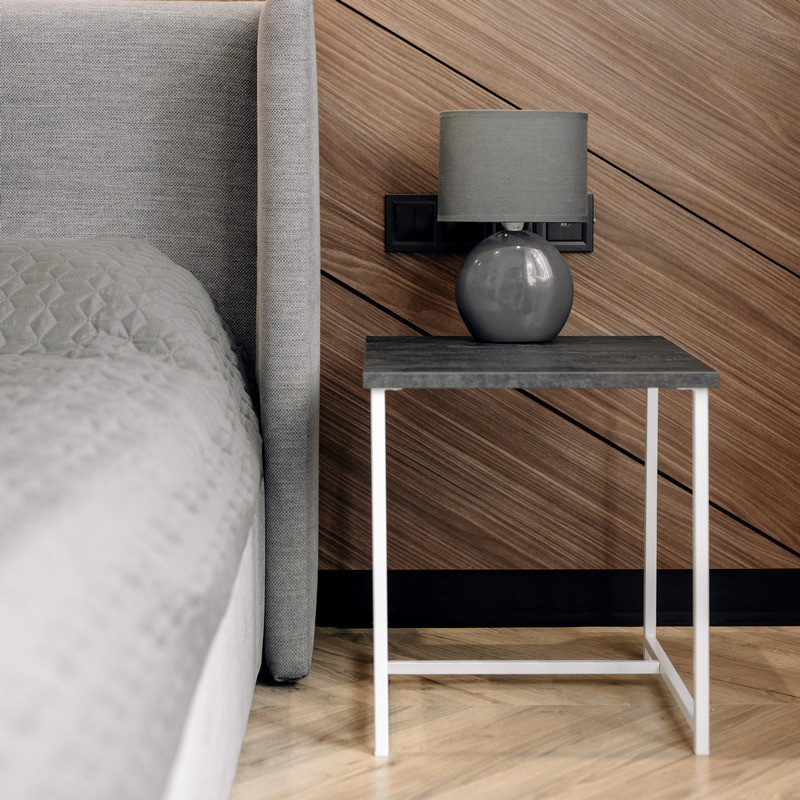 Журнальний столик Квадро S білий – вугільний камінь, фото 1