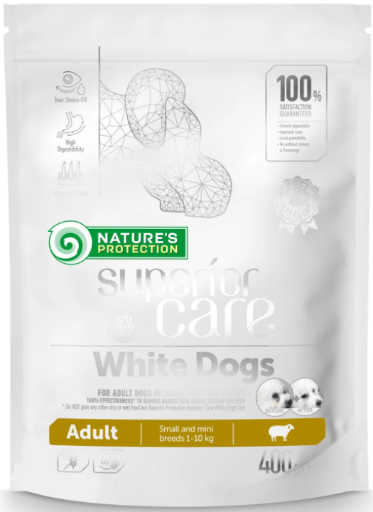 Сухий корм для дорослих собак із білою шерстю, для малих порід Superior Care White Dogs Adult Small 400 гр.