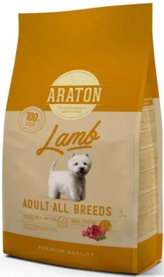 Повноцінний сухий корм для дорослих собак з ягнятиною ARATON LAMB Adult All Breeds 3кг