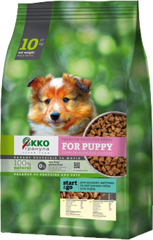 Сухой корм "Экко-гранула" для щенков, беременных и кормящих собак всех пород "Start &Go" 10кг - фото 1 - id-p1672901286