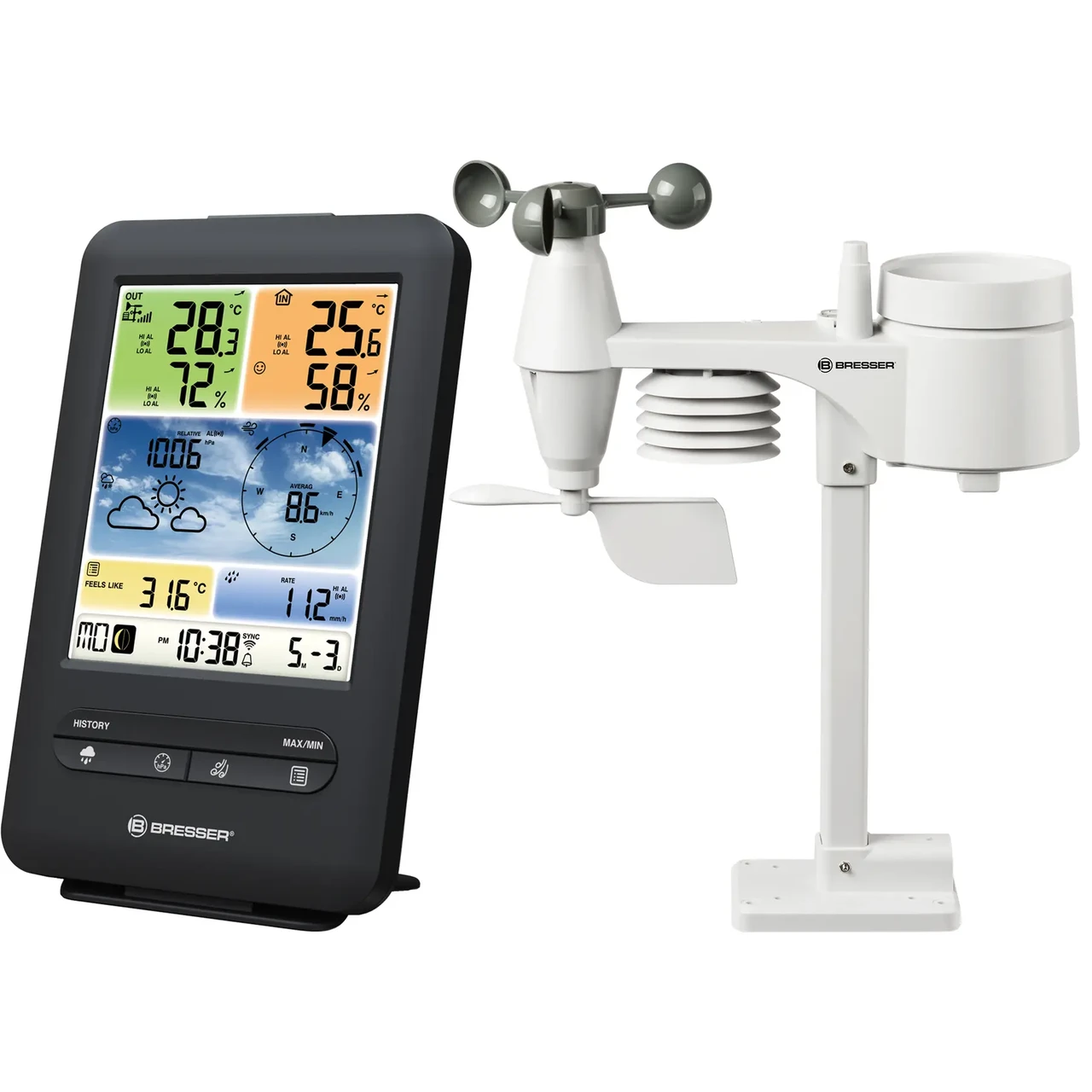 Метеостанція електронна з прогнозом погоди Bresser Weather Center 5-in-1 V WIFI Professional colour (7002585) 930104, фото 1