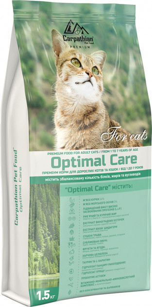 Carpathian Pet Food Optimal Care Для дорослих котів і котів всіх порід у віці від 1 до 7 років 1,5 кг