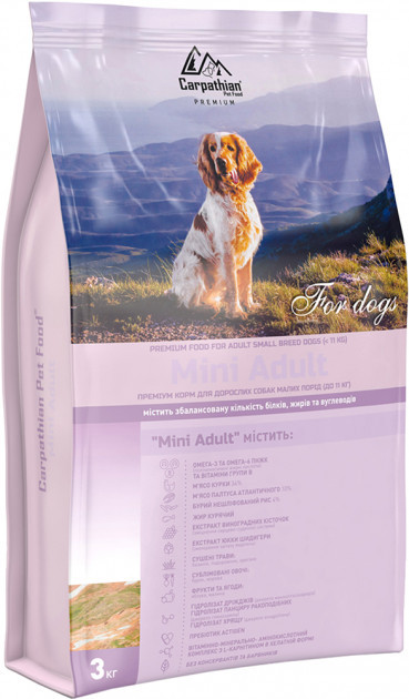 Carpathian Pet Food – Mini Adult Для дорослих собак малих порід вагою до 11 кг 3кг