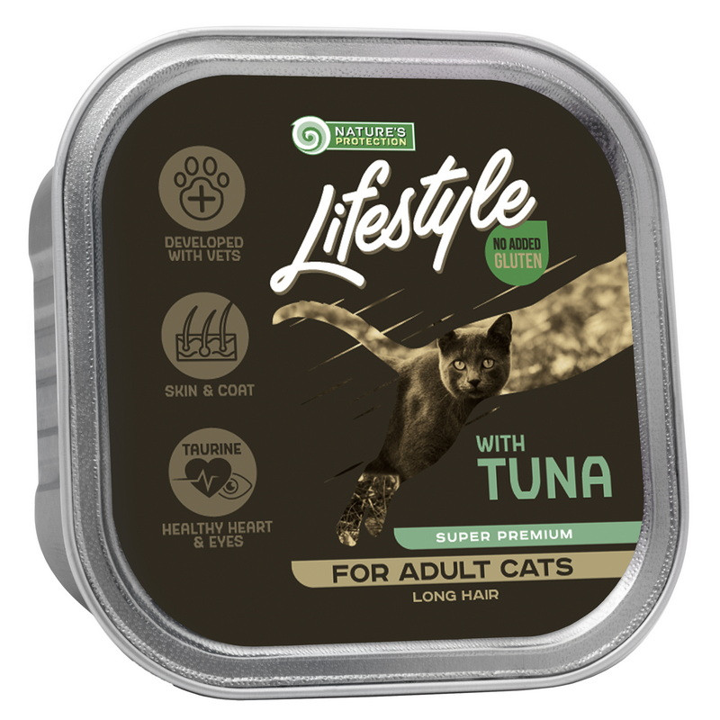 Вологий корм для дорослих довгошерстих котів з тунцем Nature's Protection Lifestyle Long Hair with Tuna, 85 г