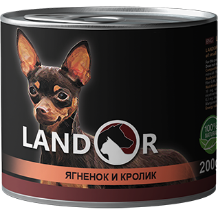 Landor SMALL BREED LAMB & RABBIT Вологий корм для дорослих собак дрібних порід з ягням і кроликом 200гр.