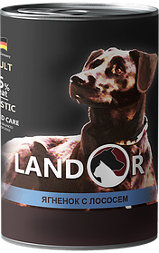 Landor ADULT ALL BREED LAMB & SALMON Вологий корм для дорослих собак з ягням і лососем 400гр.