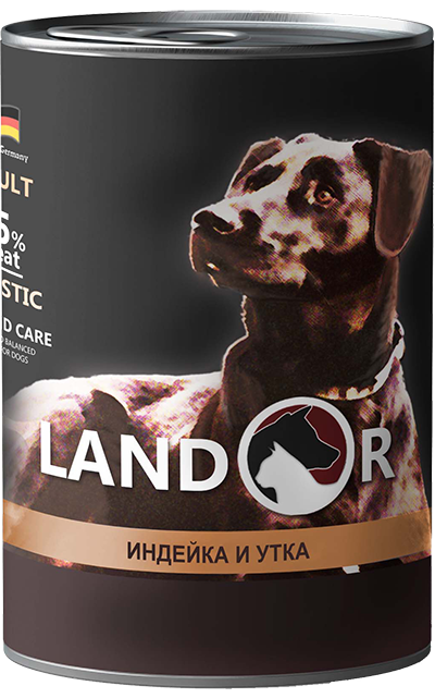 Landor ADULT ALL BREED TURKEY & DUCK Вологий корм для дорослих собак з індичкою та качкою 400 г.