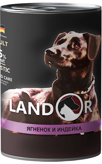 Landor ADULT ALL BREED LAMB & TURKEY Вологий корм для дорослих собак з ягням і індичкою 400гр.