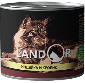 Landor ADULT TURKEY & RABBIT Вологий корм для дорослих кішок з індичкою і кроликом 200гр.