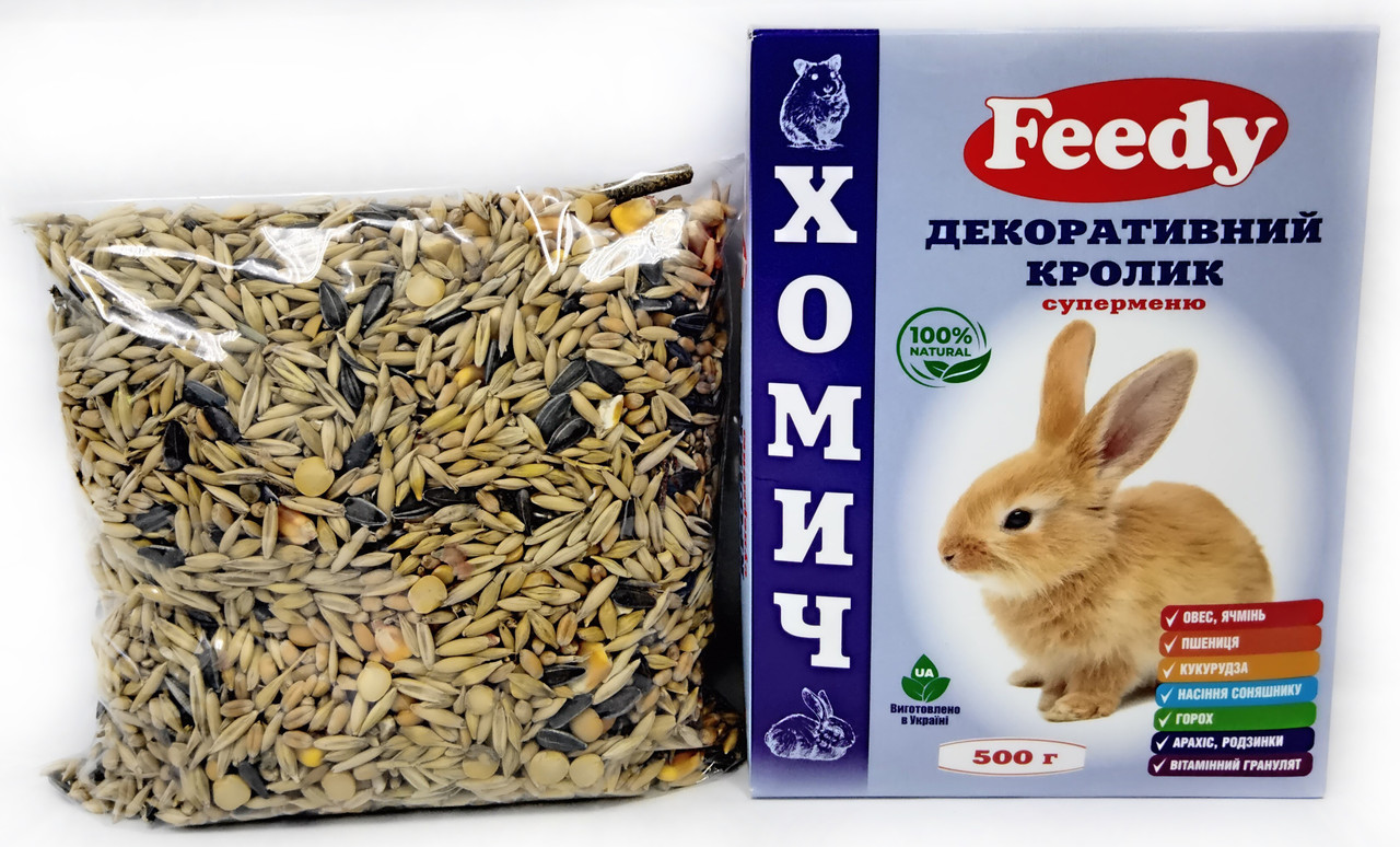 ХОМИЧ СУПЕР МЕНЮ зернова суміш для декоративних кроликів 500гр