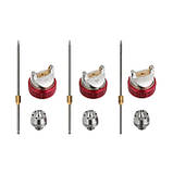 Пневматичний фарборозпилювач HVLP з трьома наборами форсунок - 1,3 мм, 1,4 мм, 1,7 мм, пластиковий бачок, 3бар, фото 9