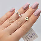 Срібні в золоті сережки-пусети з білим фіанітом Айсі, фото 2