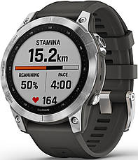 Смарт-годинник Garmin Fenix 7 Silver with Graphite Band (010-02540-00/01), фото 4