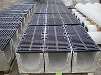 Лоток водоотводный SUPER ЛВ-11.20.27 бетонный с вертикальным водосливом с решеткой щелевой чугунной (комплект)