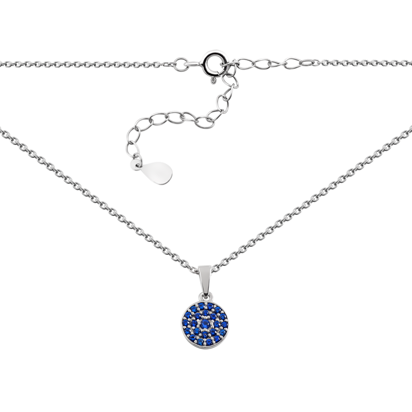Срібне кольє Коло із маленькими синіми фіанітами на ланцюжку, фото 1