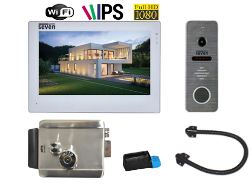 Комплект сенсорного WI-FI відеодомофону SEVEN DP-7577 FHDW  KIT PSD18
